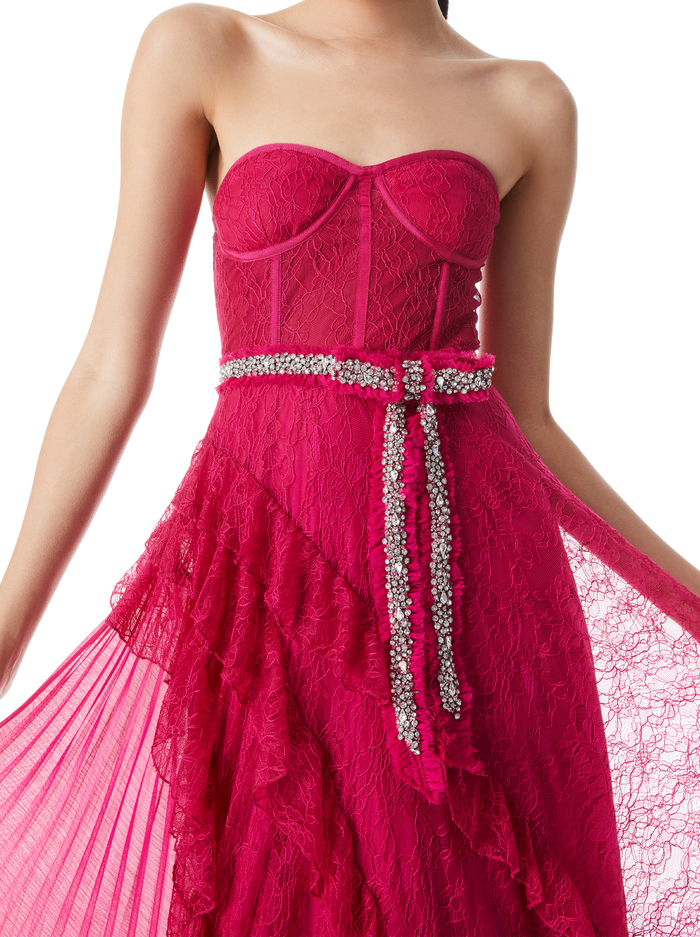 BREE RUFFLE PLEATED BALLGOWN - RASPBERRY image 3 - Alice And Olivia