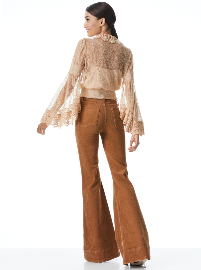 MILLIE CROCHET COLLAR BLOUSE - ALMOND image 1 - ALICE + OLIVIA