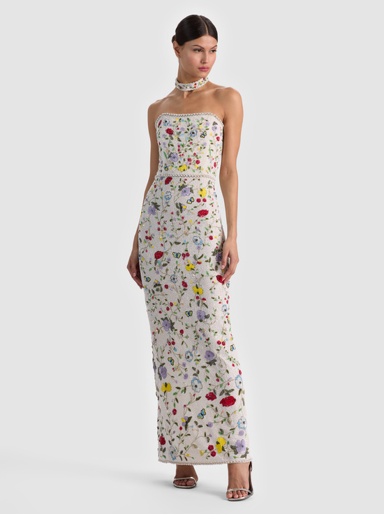 TWISTING VINES OFF WHITE-GEORGIE EMBELLISHED GOWN