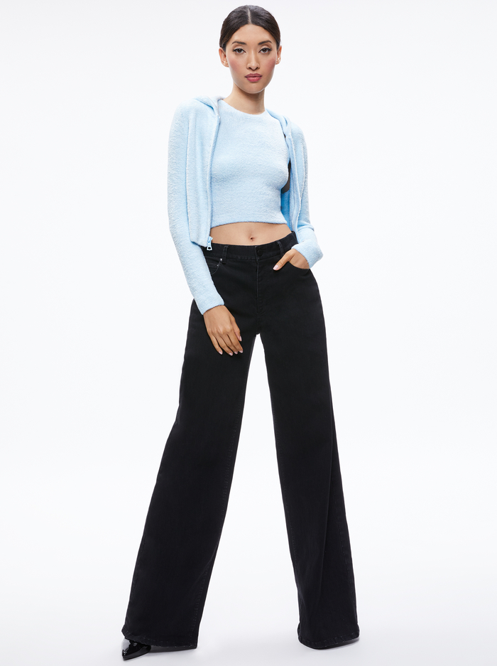 LIDELL CROPPED ZIP UP HOODIE - LIGHT ICE image 2 - Alice And Olivia