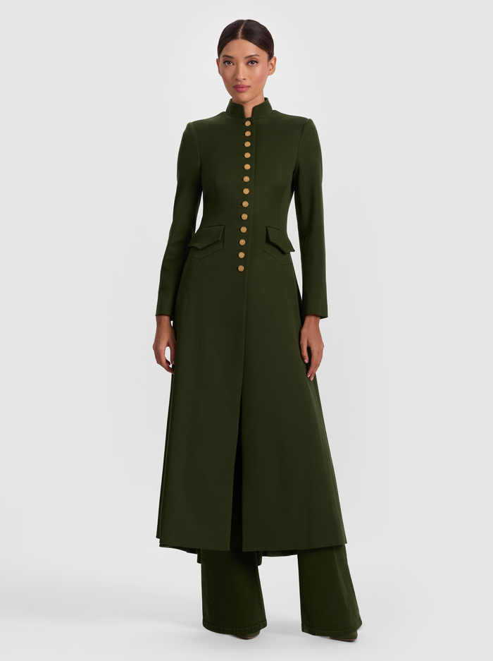 WINN LONG JACKET - DARK OLIVE - Alice And Olivia