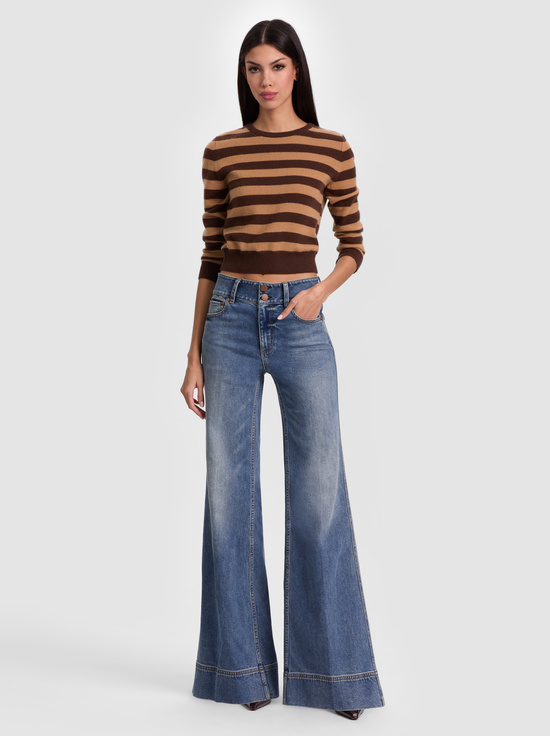 DARK CHOCOLATE/PRALINE-CAROLANN CASHMERE SHRUNKEN PULLOVER