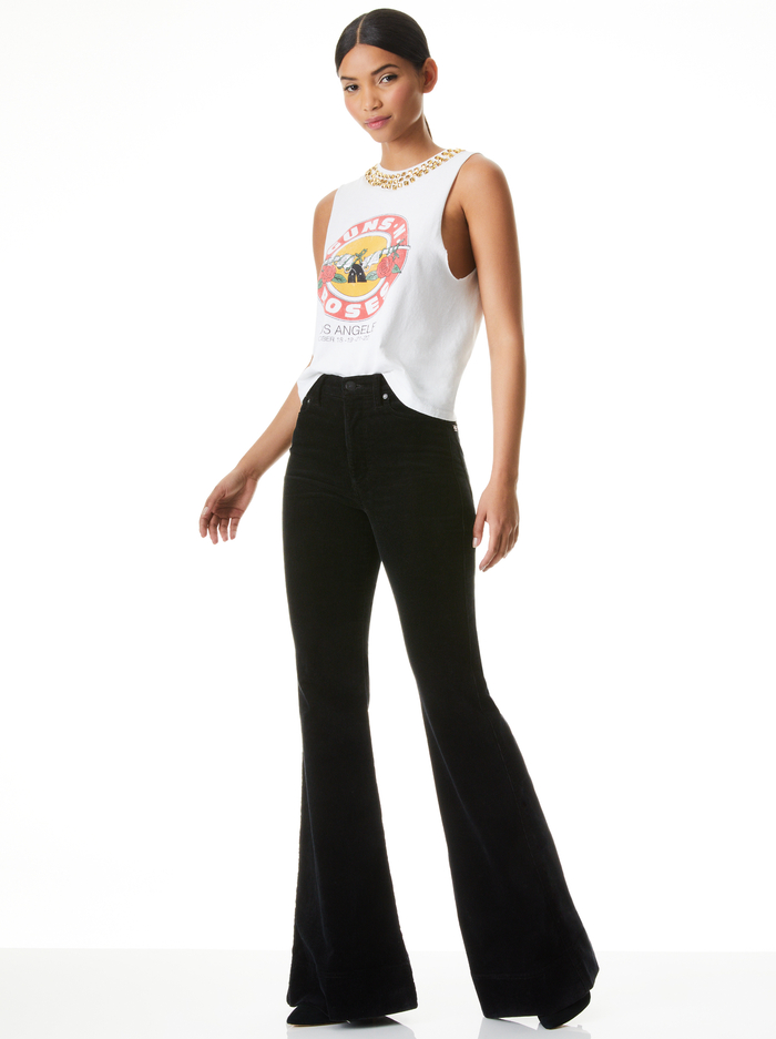 BEAUTIFUL HIGH RISE CORDUROY BELL - BLACK image 4 - ALICE + OLIVIA