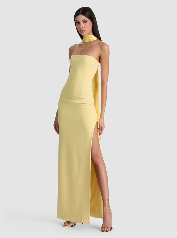 CHANA MAXI DRESS WITH SCARF - BUTTER - ALICE + OLIVIA