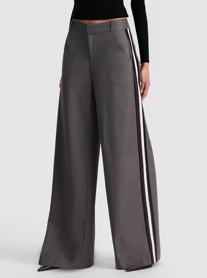 STU BAGGY PANT - STORM GREY/BLACK - Alice And Olivia