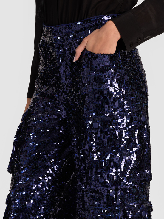 MIDNIGHT BLUE-OLYMPIA SEQUIN CARGO PANT
