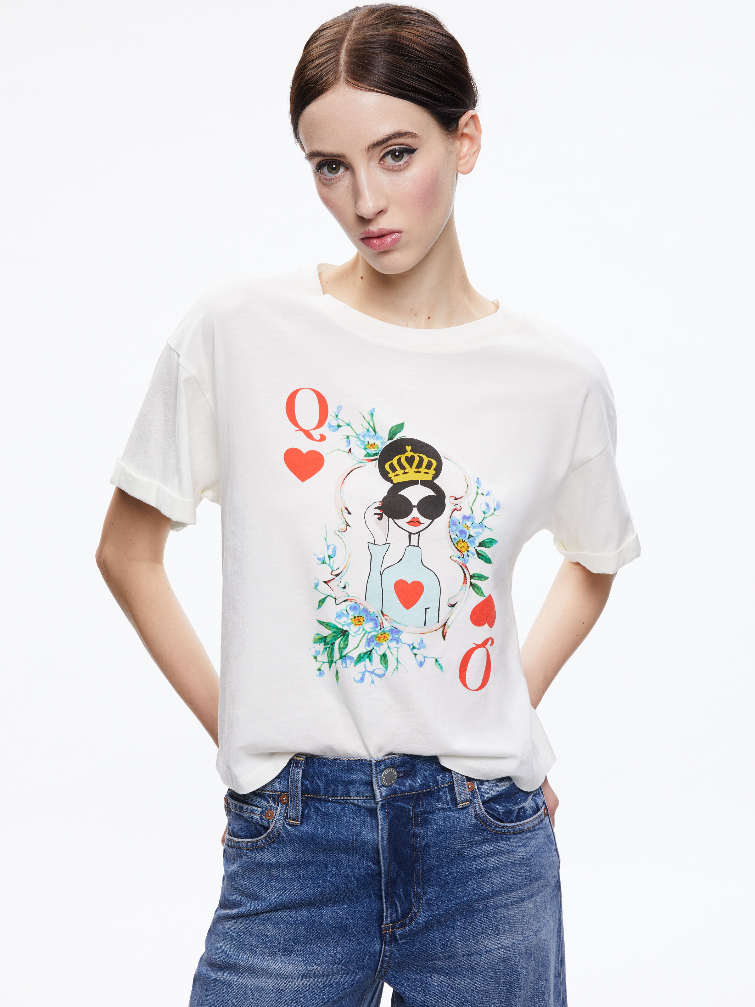 Alice + Olivia Stace Face Cotton T-shirt in White | Lyst