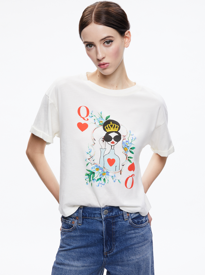 EVAN OVERSIZED ROLL SLV TEE - STACE QUEEN - Alice And Olivia