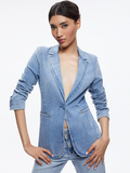 MACEY DENIM FITTED BLAZER - BAY BLUE