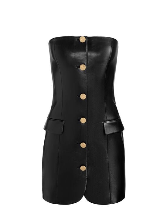 BLACK-MADISON VEGAN MINI BLAZER DRESS
