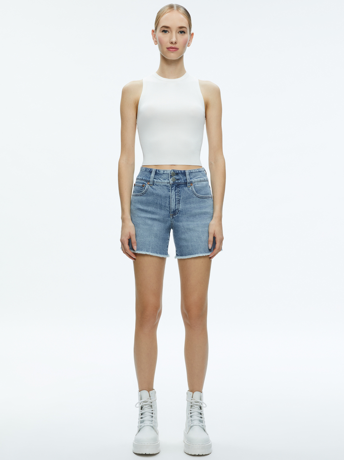 HAN HIGH RISE WIDE WAISTBAND SHORT - ROCKSTAR BLUE image 1 - Alice And Olivia