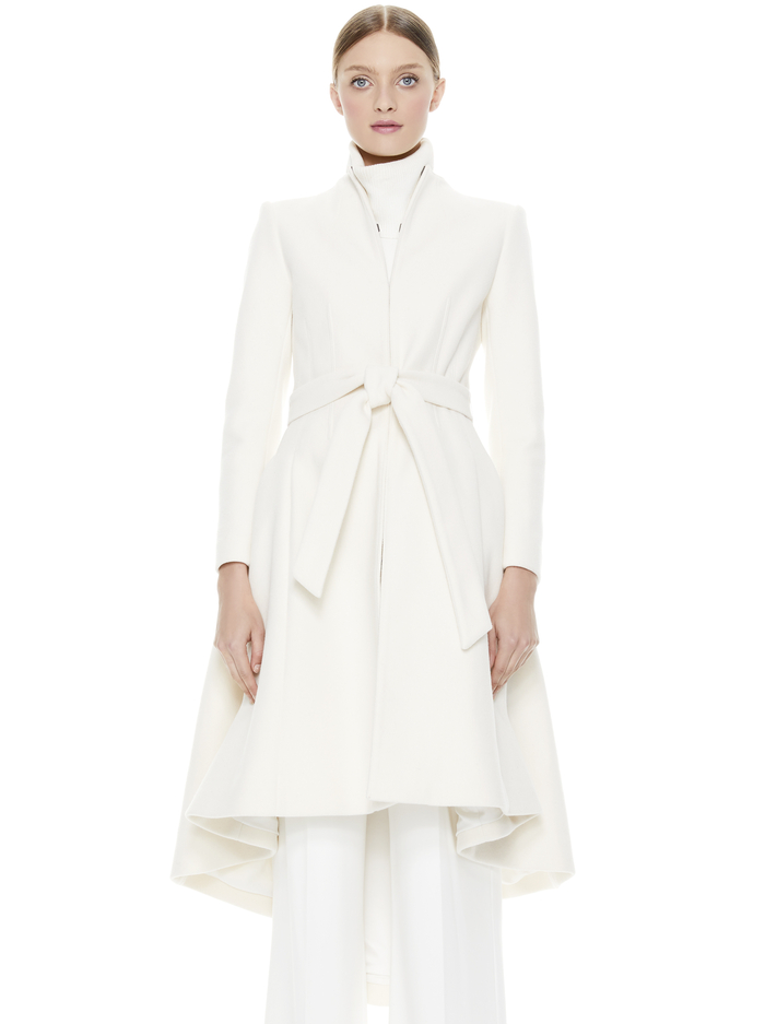 BAIN BELTED HIGH NECK COAT - WHITE image 1 - Alice And Olivia