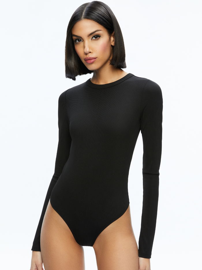 OLEA ROUND NECK BODYSUIT - BLACK image 1 - Alice And Olivia