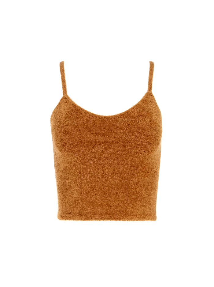 RHEA FUZZY CROPPED TANK - CAMEL image 5 - Alice And Olivia
