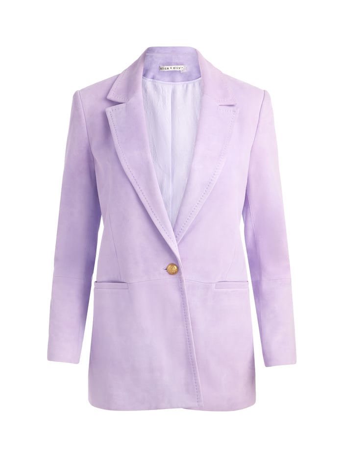 HADLIE SUEDE BLAZER - DARK LILAC image 5 - Alice And Olivia