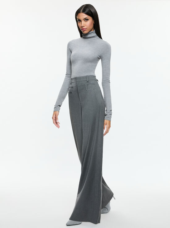 SHADOW GREY MELANGE-ASPEN DOUBLE WAIST PANT