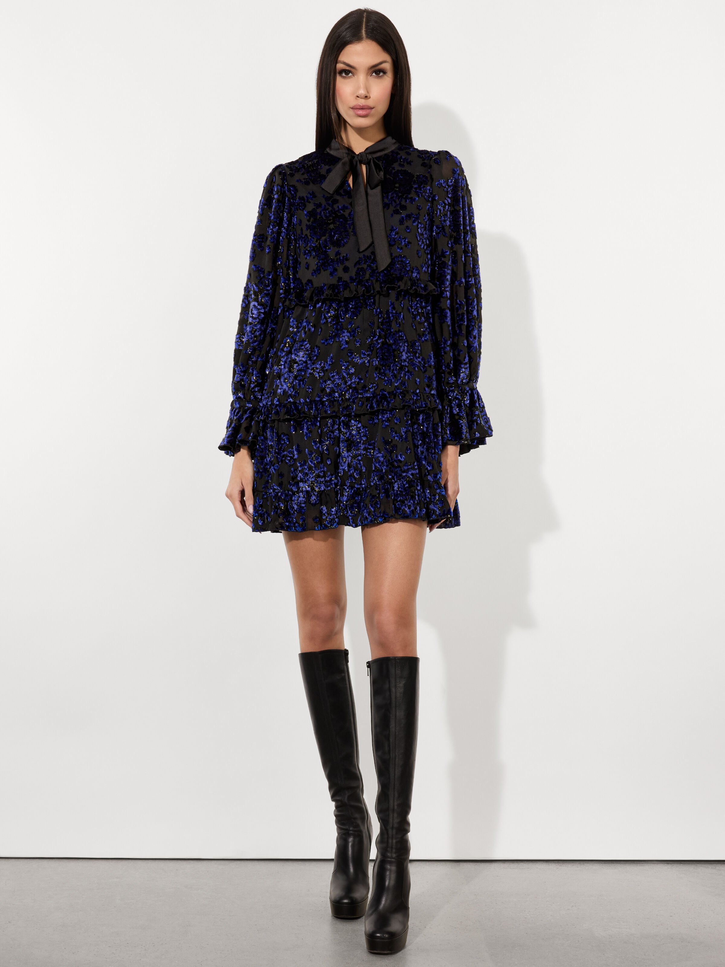 Holly Ruffled Mini Dress In Black | Alice + Olivia