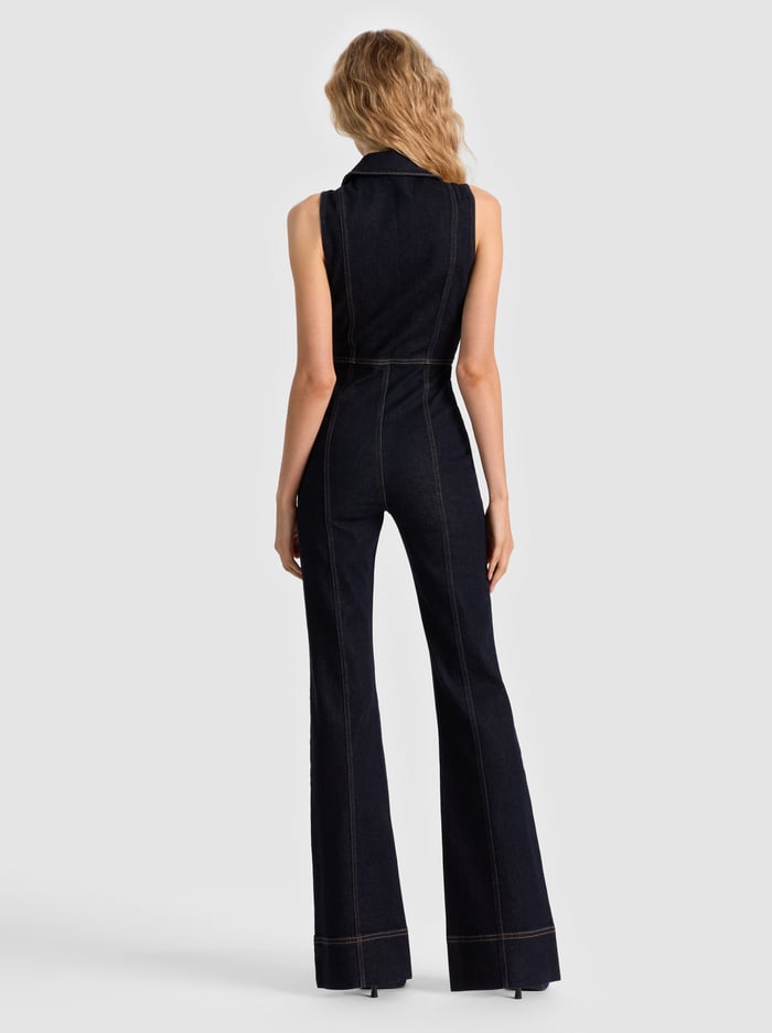 RACHEL SLEEVELESS DENIM JUMPSUIT - DARK RINSE image 2 - Alice And Olivia