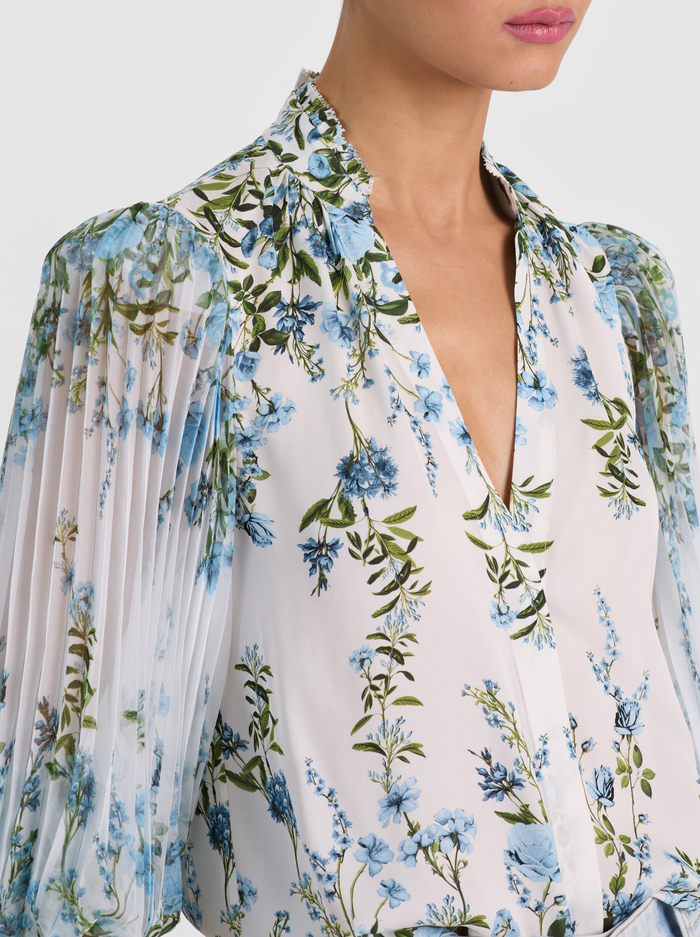 ILAN BUTTON DOWN BLOUSE - FRESH AIR CAROLINA BLUE image 3 - ALICE + OLIVIA