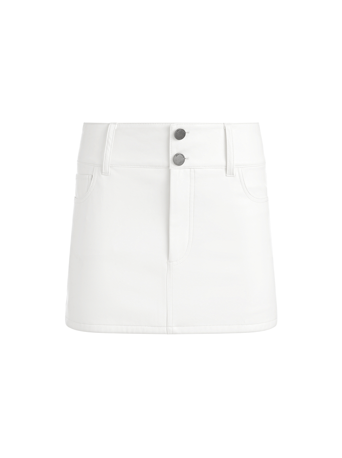 LAIKA LOW RISE VEGAN LEATHER MINI SKIRT - OFF WHITE image 4 - Alice And Olivia