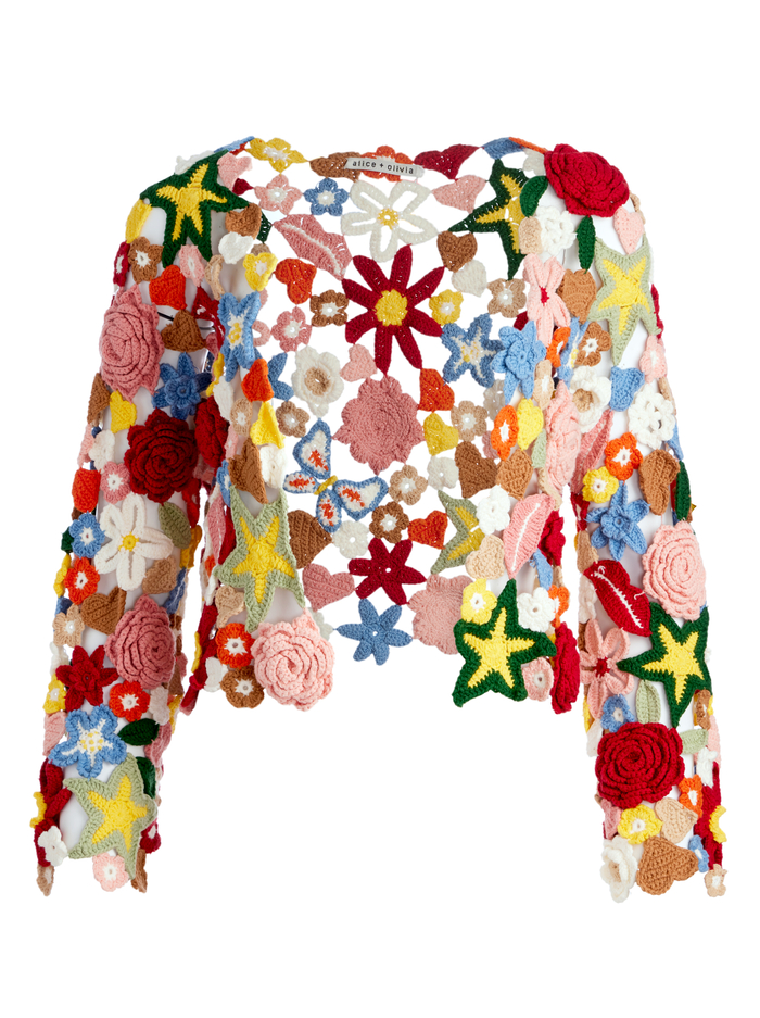 Fawn Collage Cardigan In Multi | Alice And Olivia