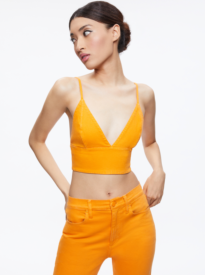 CARLI DENIM BRA TOP - TANGERINE - Alice And Olivia