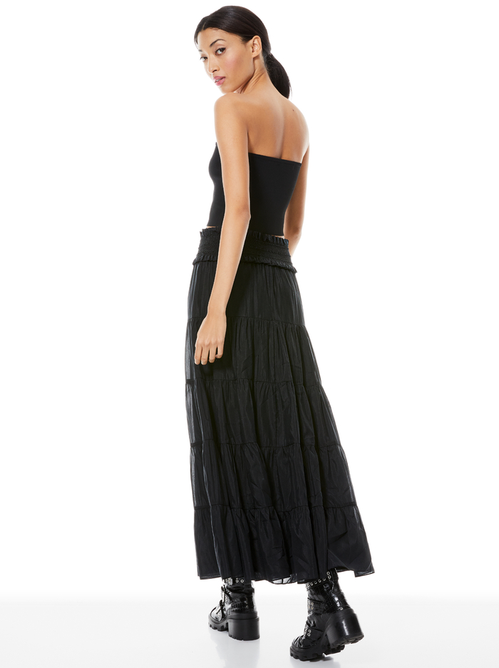 AISHA BUTTON FRONT MIDI SKIRT - BLACK image 1 - Alice And Olivia