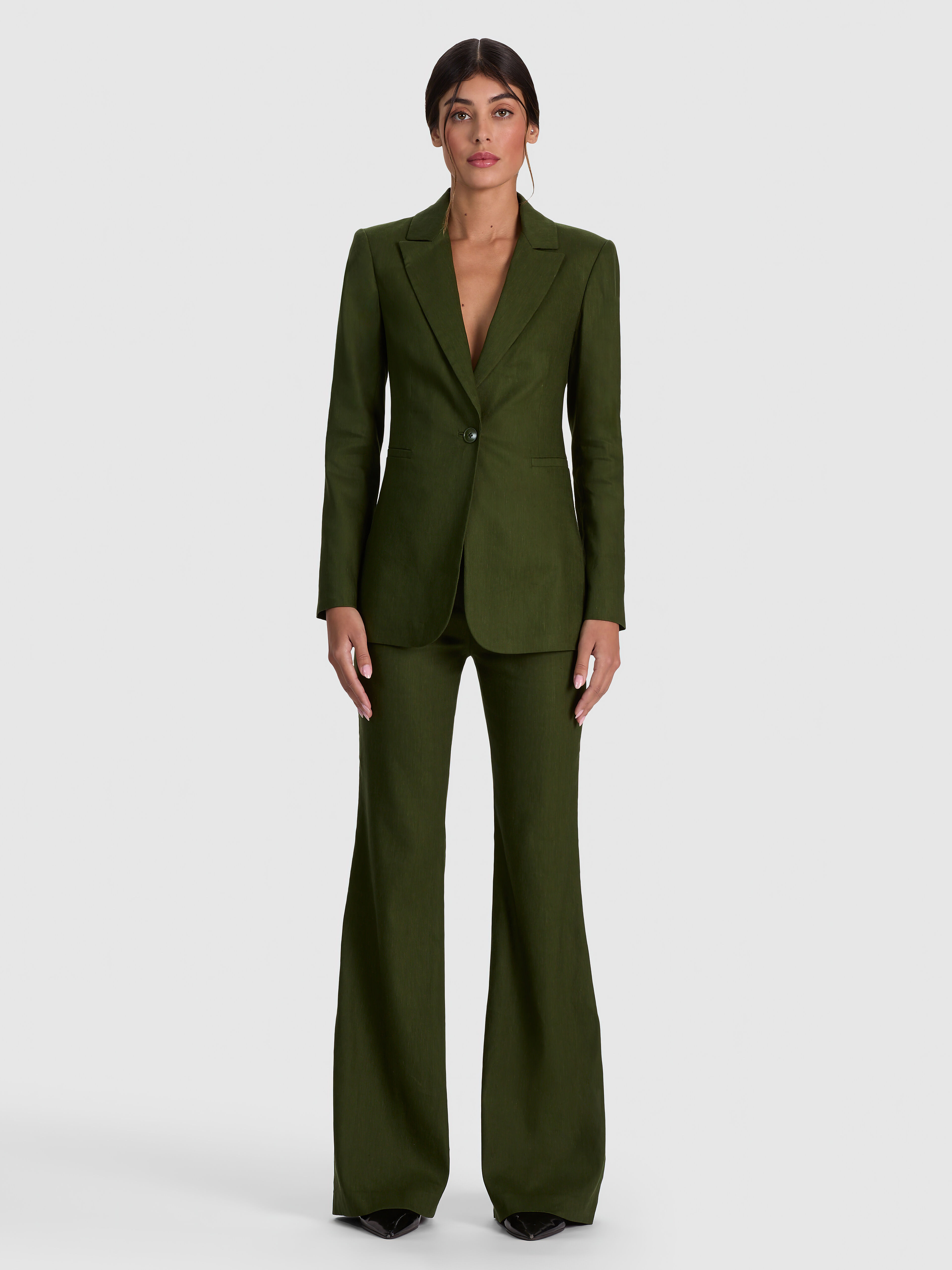 ANDREW LINEN PANT in DARK FERN | ALICE + OLIVIA