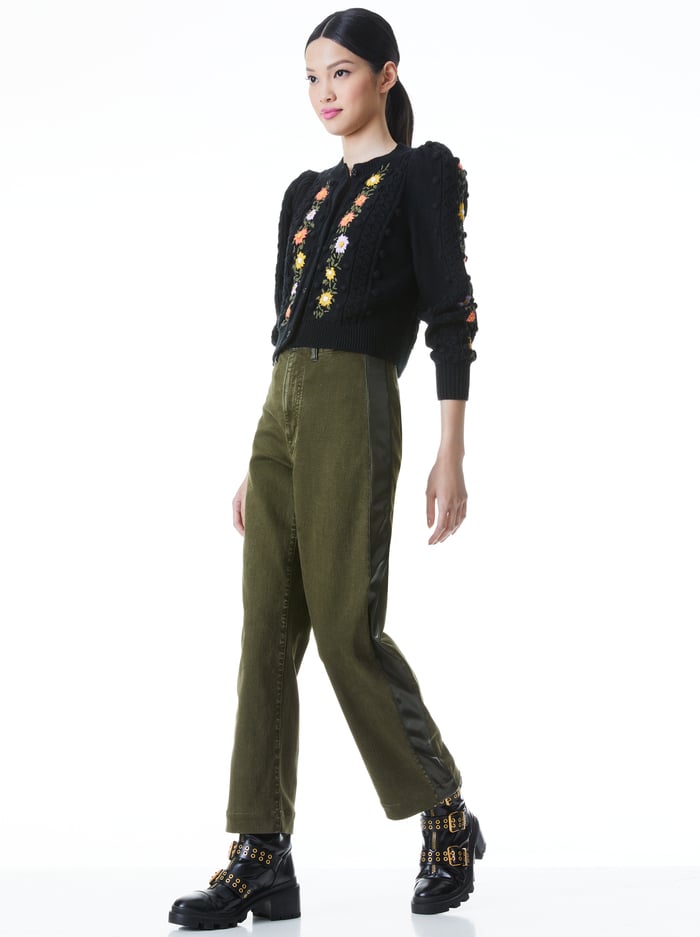 KITTY PUFF SLEEVE CARDIGAN - BLACK/MULTI image 4 - Alice And Olivia