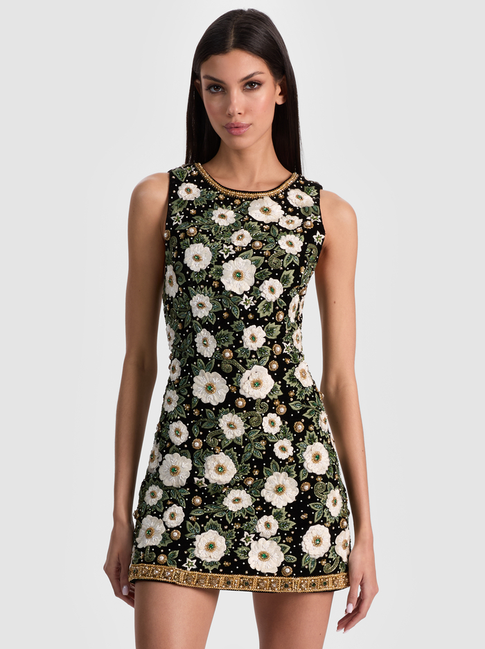 LINDSEY EMBELLISHED GOWN - BLACK/MULTI image 3 - Alice And Olivia