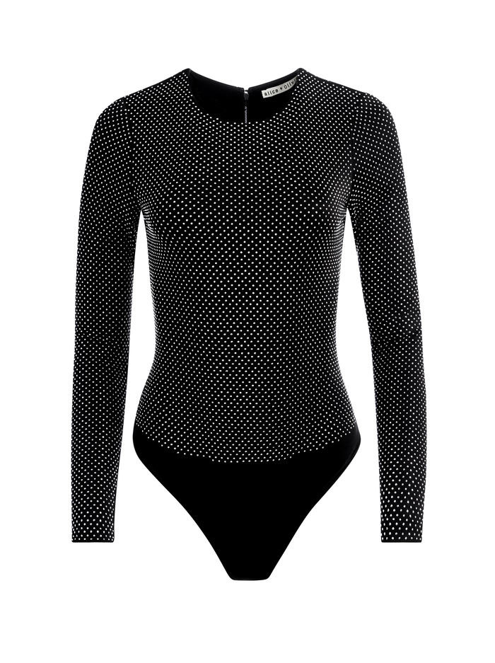 TAEYN EMBELLISHED CREW NECK BODYSUIT - BLACK/SILVER image 5 - Alice And Olivia