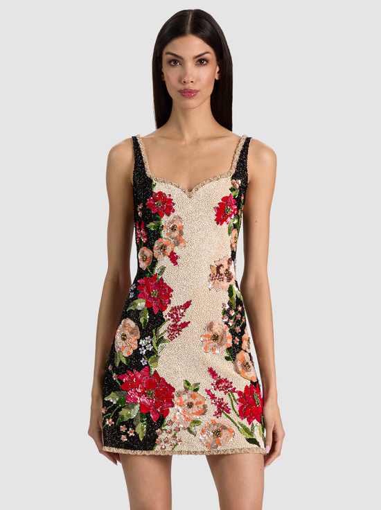 FLORAL RADIANCE-EVE EMBELLISHED MINI DRESS