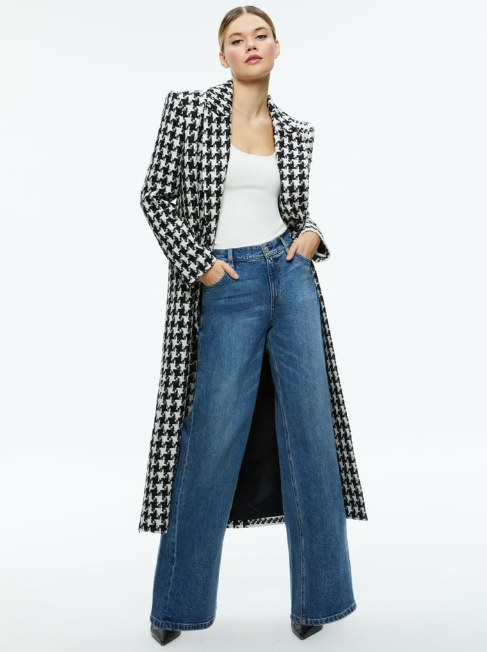 COLLEY LONG TWEED COAT - BLACK/OFF WHITE image 4 - Alice And Olivia