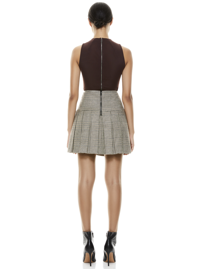 EMILIE PLEATED MINI SKIRT - AFTERGLOW PLAID image 2 - Alice And Olivia
