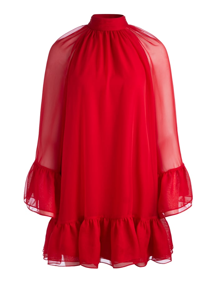 ERNA MOCK NECK CAPE SLEEVE MINI DRESS - PERFECT RUBY image 5 - Alice And Olivia