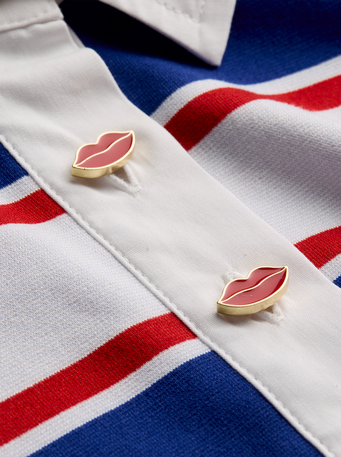 LYLE RUGBY POLO TOP - AMERICANA STRIPE image 2 - ALICE + OLIVIA