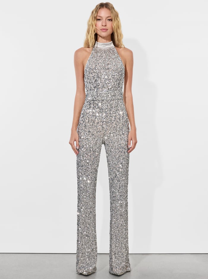 CATALINE SEQUIN JUMPSUIT - SILVER image 5 - Alice And Olivia