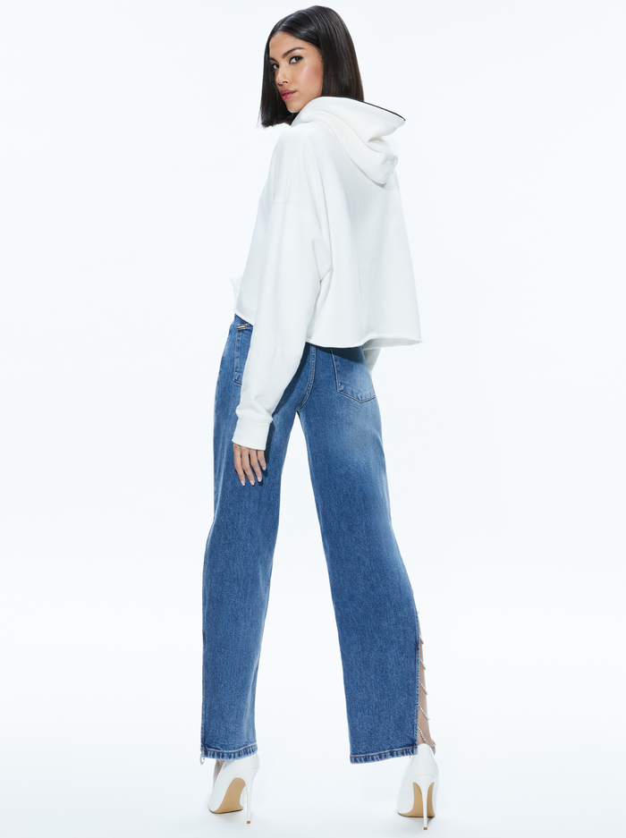 SUNNY BOXY STACEFACE CROPPED HOODIE - OPTIC WHITE image 1 - Alice And Olivia