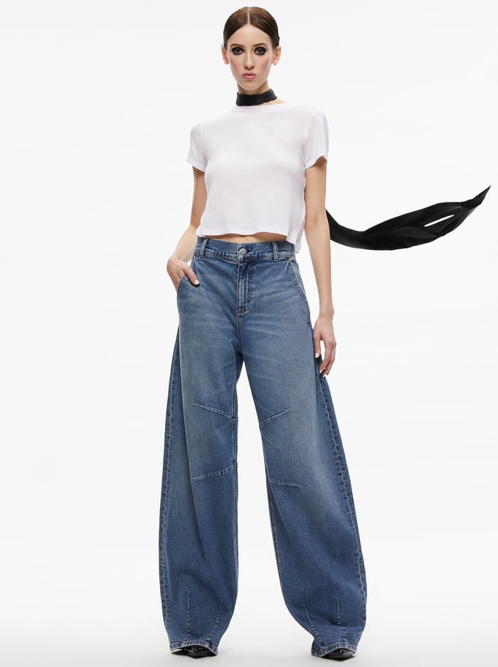 PARKER LOW RISE BALLOON LEG JEAN - AVERY BLUE image 2 - Alice And Olivia
