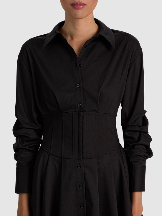 BLACK-EDIE CORSET MINI SHIRT DRESS