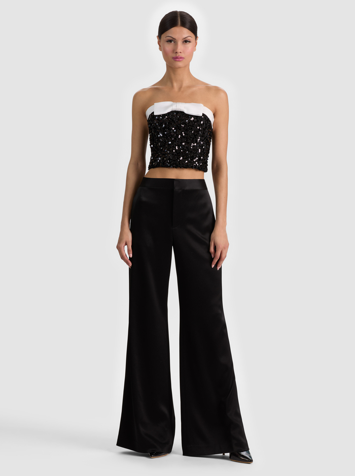 KATYA EMBELLISHED BOW TOP - BLACK/OFF WHITE image 1 - ALICE + OLIVIA