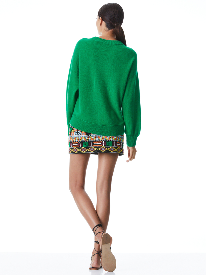 DENVER ROUND HEM SWEATER       - DARK EMERALD image 1 - ALICE + OLIVIA
