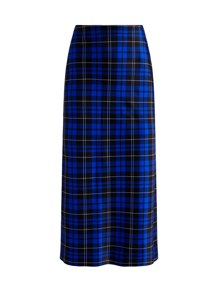 MAEVE MIDI SLIP SKIRT - SCHOOLGIRL PLAID SAPPHIRE image 5 - Alice And Olivia