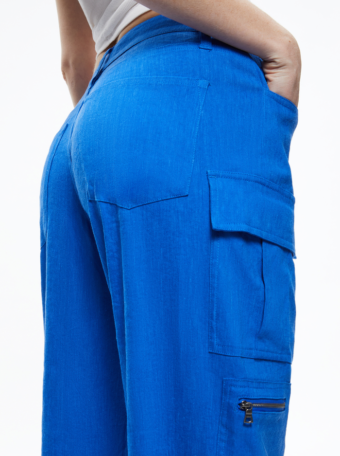 CAY BAGGY CARGO LINEN PANT - SAPPHIRE image 3 - ALICE + OLIVIA