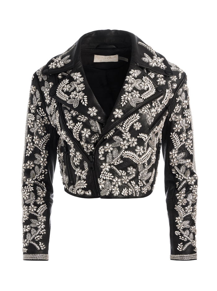 CODY EMBELLISHED LEATHER JACKET - BLACK/SILVER image 6 - Alice And Olivia