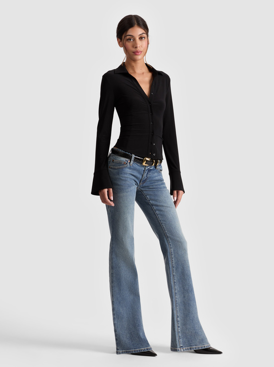 BLACK-FREYA BUTTON DOWN TOP