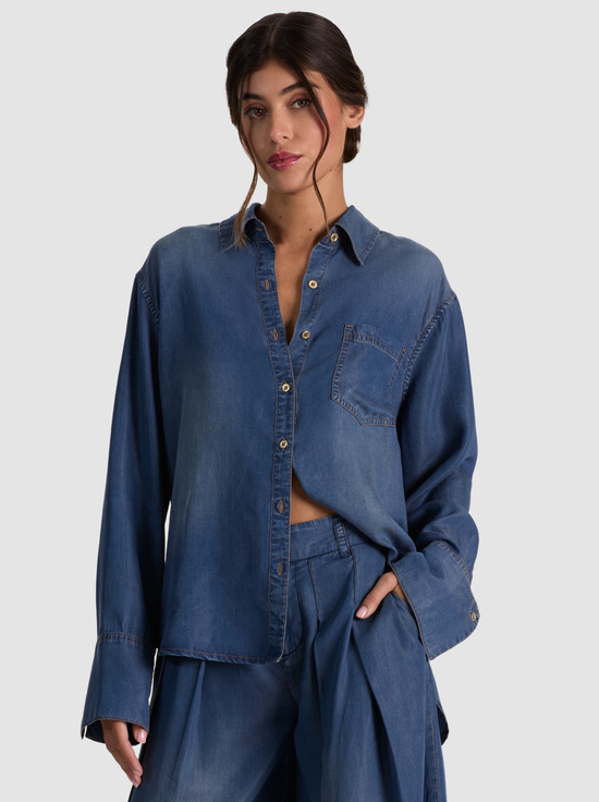 BROOKLYN BLUE-FINELY OVERSIZED DENIM BUTTON DOWN