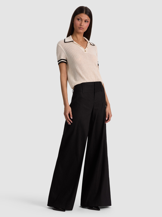 SOFT WHITE/BLACK-MARTHA POINTELLE POLO