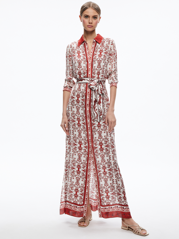 CHASSIDY MAXI SHIRT DRESS - FATAL ATTRACTION OFF WHITE - Alice And Olivia