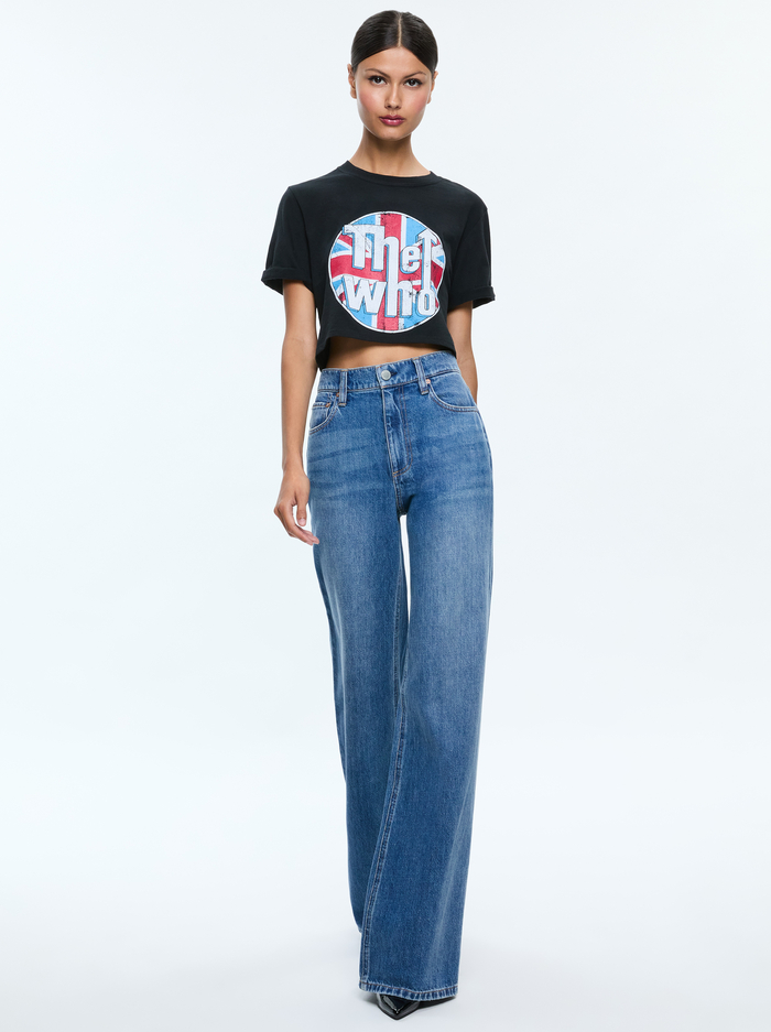 MAXIE CROPPED TEE - BLACK/MULTI image 1 - Alice And Olivia